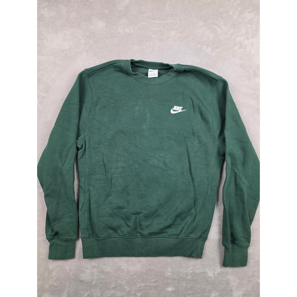 Nike Sweatshirt Mens XS Green Fleece Crewneck Pullover BV2662 Faded